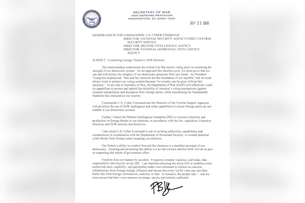 EUA usa Departamento de Guerra contra “ameaças estrangeiras” nas eleições - destaque galeria EUA usa Departamento de Guerra contra “ameaças estrangeiras” nas eleições - destaque galeria