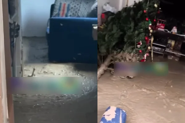 Imagens coloridas de residência invadida por lama decorrente da construção da Linha 6 Laranja do metrô. - Metrópoles