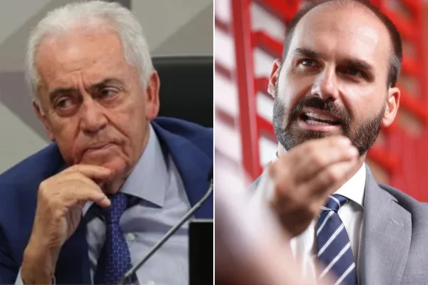 Presidente da CCJ, Otto Alencar, e o ex-deputado Eduardo Bolsonaro