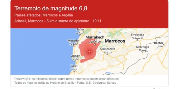 imagem colorida print registro de terremoto - metrópoles