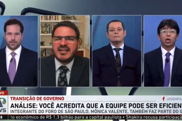 quatro homens dividem tela em transmissão de jornal - Metrópoles