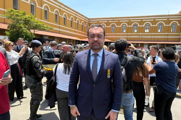 O governador do Rio, Cláudio Castro (PL), em evento na Rota, em SP - Metrópoles
