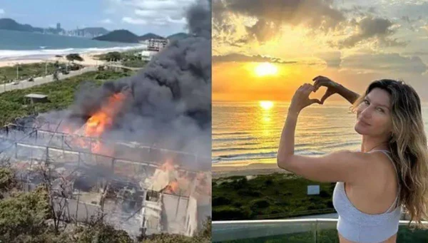 SC: fogo quase atinge condomínio de luxo em que Gisele Bündchen ficou