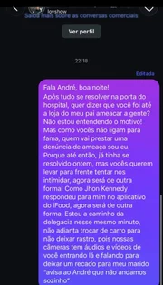 Entregadora afirmou que um amigo de John Kennedy, identificado como André, a ameaçou Entregadora afirmou que um amigo de John Kennedy, identificado como André, a ameaçou