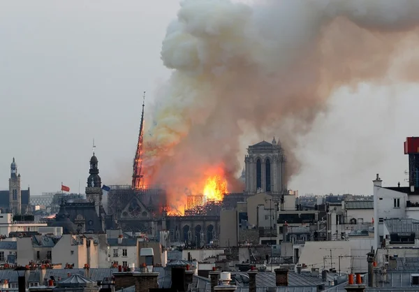 Torre desaba após incêndio na Catedral de Notre-Dame. Veja vídeo