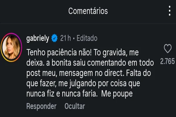 Esposa de Endrick reage após exposed de resposta afiada: “Me deixa” - destaque galeria Esposa de Endrick reage após exposed de resposta afiada: “Me deixa” - destaque galeria