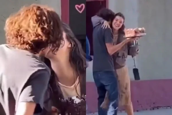 Alanis Guillen e Jesuíta Barbosa se beijam nos bastidores de Pantanal