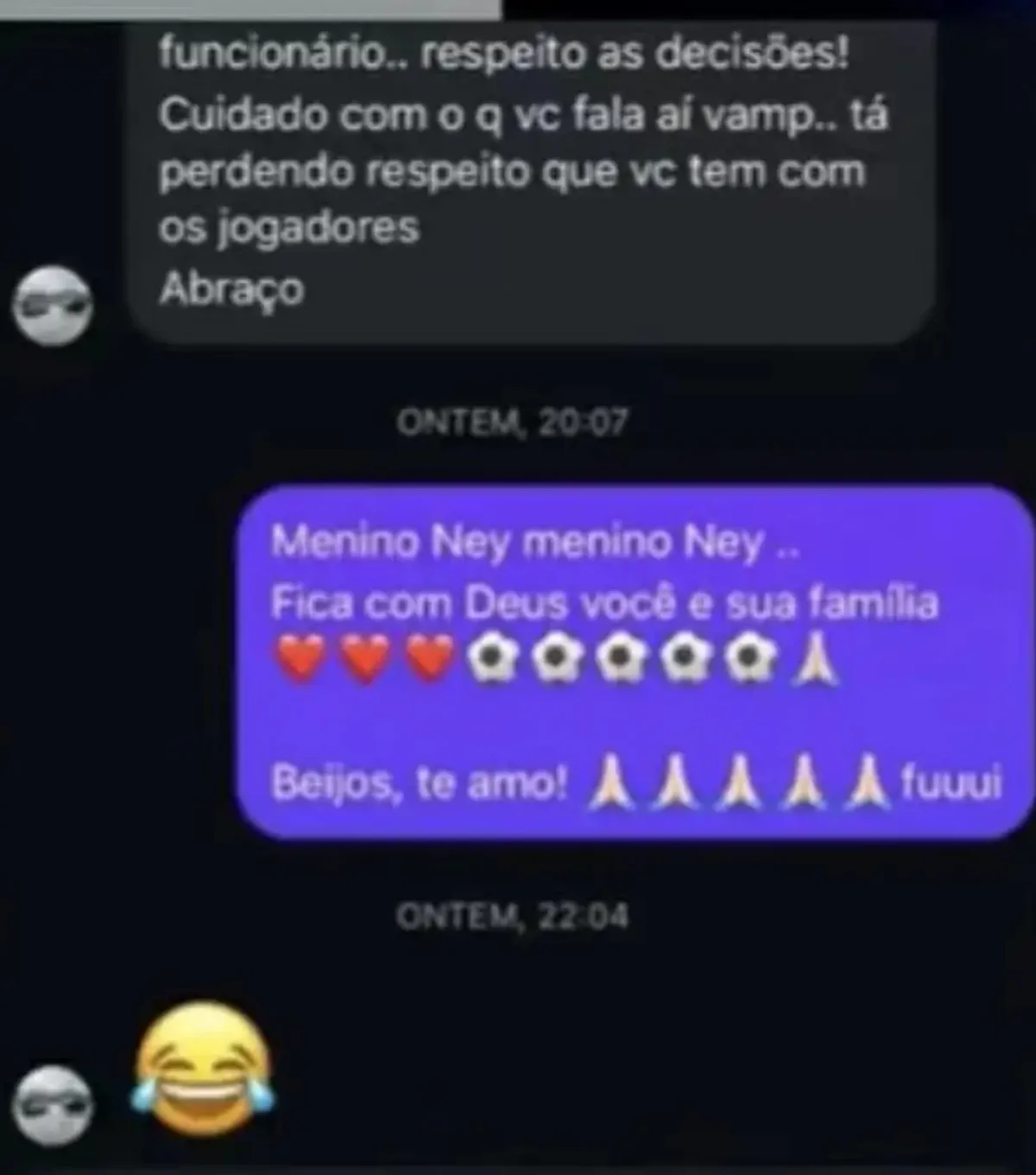 Neymar enviou mensagem a Vampeta. Neymar enviou mensagem a Vampeta.