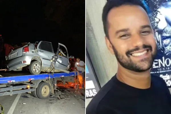 Policial penal morre em acidente entre carro, moto e carreta na BR-116, em MG