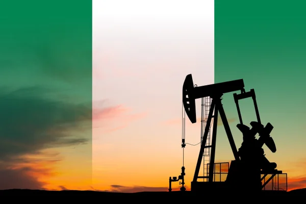 Imagem colorida mostra bandeira da Nigéria e petróleo - Metrópoles