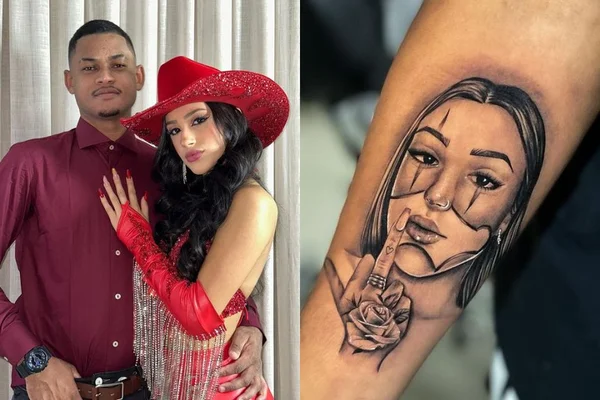 Noivo de Bia Miranda tatua o rosto da ex-peoa e divide opiniões na web