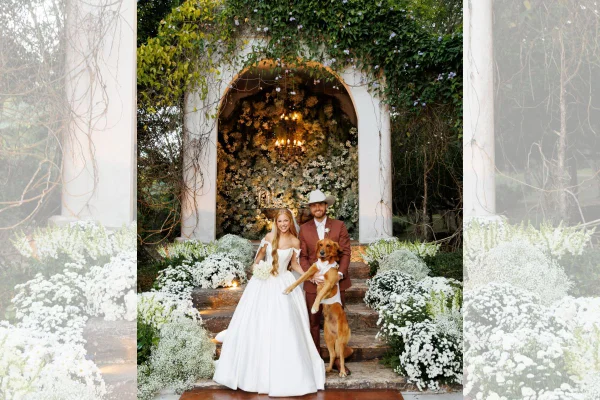 Gustavo Tubarão e esposa em casamento