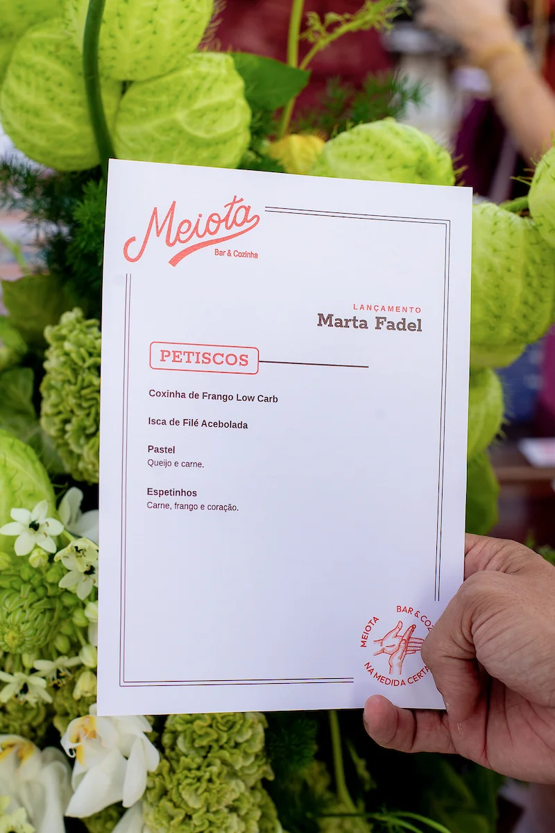 Menu de petiscos do Meiota Bar e Cozinha para o lançamento do livro Menu de petiscos do Meiota Bar e Cozinha para o lançamento do livro