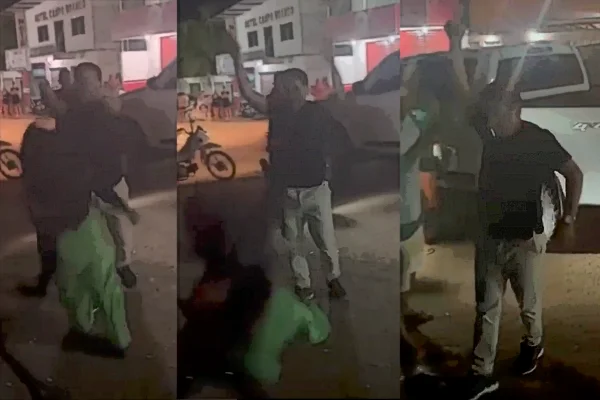 Comandante da PM é filmado agredindo mulher e atirando para o alto