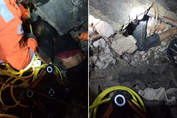 Homem busca recicláveis em galpão e acaba sob escombros após desabamento em MG