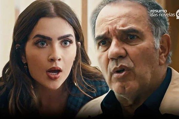 Imagem colorida de Chiara e Guerra, personagens da novela Travessia - Metrópoles