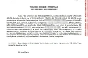 Termo de apreensão que menciona faca