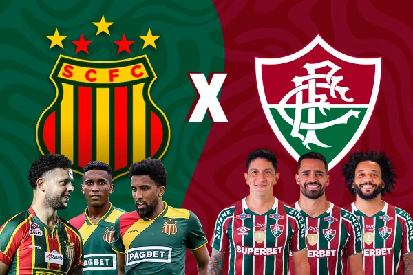 Arte mostra jogadores e escudos dos times Sampaio Corrêa e Fluminense -Metrópoles