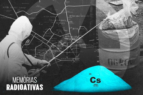 Imagem ilustrativa mostra homem descontaminando objeto que teve contato com Césio -137 - Metrópoles
