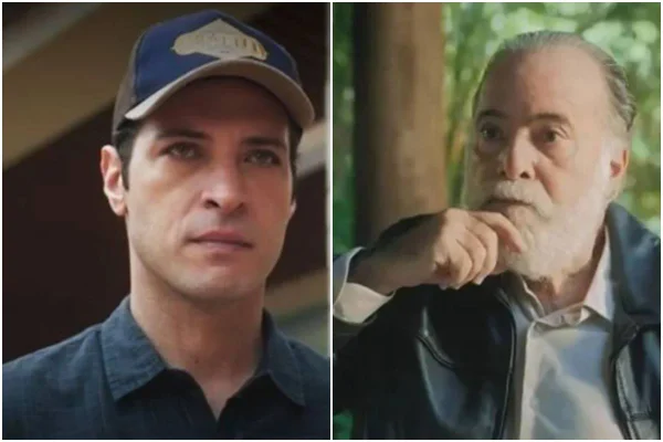Montagem colorida de Marino e Antônio, personagens da novela Terra e Paixão - Metrópoles