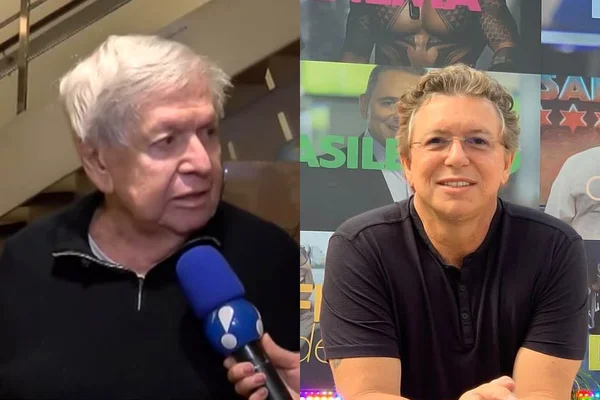 Boni, ex-superintendente de operações da Globo, em entrevista à RedeTV!; à direita, Boninho, filho de Boni e diretor de núcleo do BBB