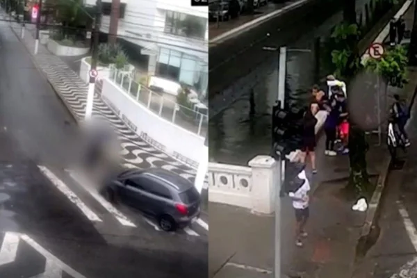 Homem é atropelado e arremessado para dentro de canal em Santos - Metrópoles