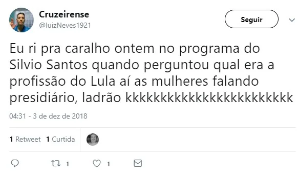 “Ladrão”, diz mulher sobre profissão de Lula a Silvio Santos - imagem 4 “Ladrão”, diz mulher sobre profissão de Lula a Silvio Santos - imagem 4