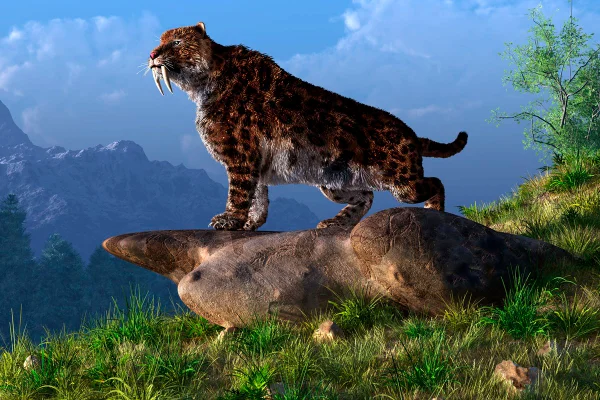 Smolodon on a mountainside.