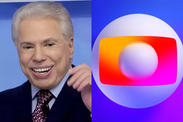 Montagem colorida de Silvio Santos e logo da Globo - Metrópoles
