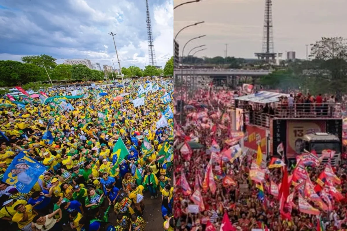 Imagens mostram multidões nos atos finais de direita e esquerda pelo DF