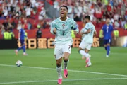 Cristiano Ronaldo comemora gol diante da Croácia Cristiano Ronaldo comemora gol diante da Croácia