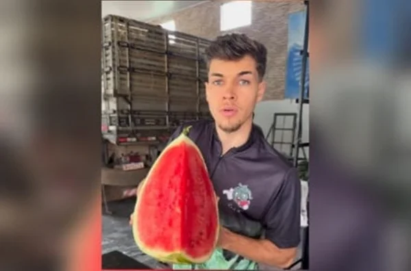 "Galã da melancia" viraliza na web ao mostrar fruta e ganhar elogios - Metrópoles