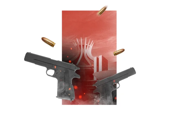 Imagem colorida de armas e monumentos de Brasília