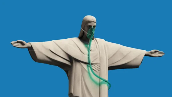 Cristo Redentor usa máscara de oxigênio em edição da The Economist