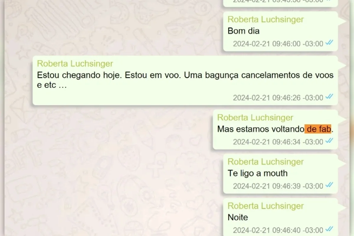 Trocas de mensagens de Roberta Luchsinger Trocas de mensagens de Roberta Luchsinger