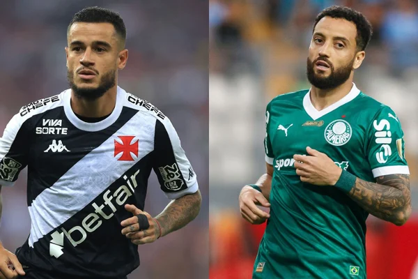 Montagem de fotos com Philippe Coutinho, do Vasco e Felipe Anderson, do Palmeiras - Metrópoles