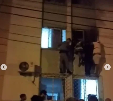 goias homem resgatado incêndio janela