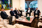 Reunião entre o presidente do Senado, Davi Alcolumbre, o senador Rodrigo Pacheco, o presidente do STF, Edson Fachin, do STJ, ministro Herman Benjamin, e o procurador-geral da República, Paulo Gonet