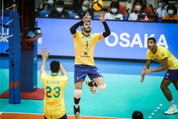 Seleção Brasileira de vôlei masculino em ação - Metrópoles