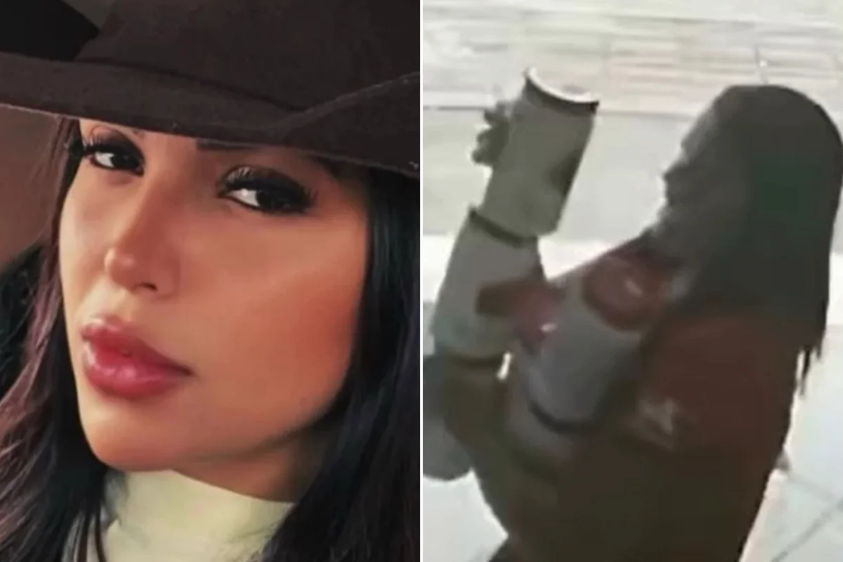 imagens mostram suspeita com soda cáustica em loja de MG — Beatriz Vitória