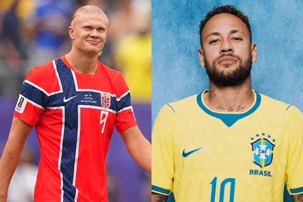 Montagem de imagens mostra Haaland (à esquerda) e Neymar (a direita) - Metrópoles