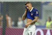 Lucas Digne, da França, em partida da semifinal da Copa do Mundo Lucas Digne, da França, em partida da semifinal da Copa do Mundo