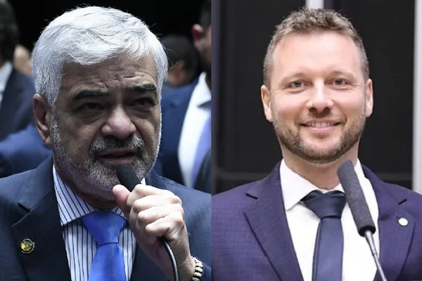 Imagem dividida mostra Humberto Costa e Mauricio Marcon, denunciado por xenofobia