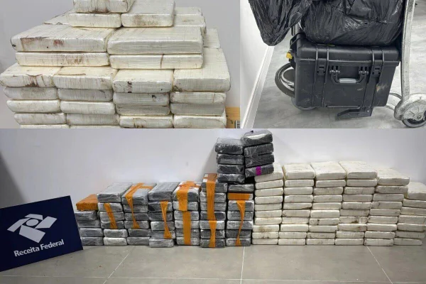 Aeroporto: homem é preso tentando levar R$ 5,8 milhões de cocaína nas malas - destaque galeria Aeroporto: homem é preso tentando levar R$ 5,8 milhões de cocaína nas malas - destaque galeria