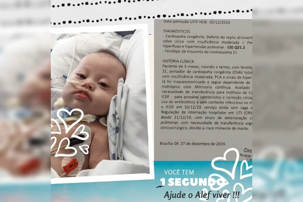 Família pede ajuda para bebê de 3 meses conseguir cirurgia no DF