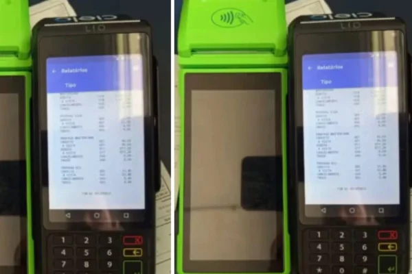 Foto colorida de maquinas de cartão de créditos usadas por funcionário para furto - Metrópoles