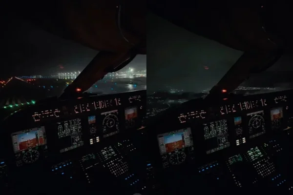 Imagem colorida, cabine de avião - Metrópoles