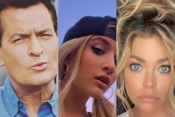 Foto colorida charlie sheen e família
