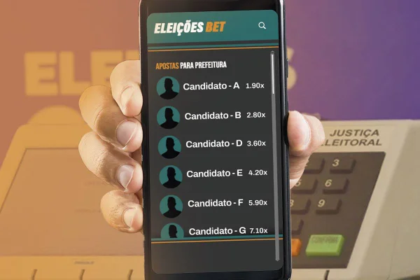 Imagem colorida de pessoa segurando celular com apostas politicas - Metrópoles