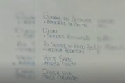 Músicas no quadro da sala de aula durante a disciplina  História e Cultura Afro-Brasileira e Indígena 